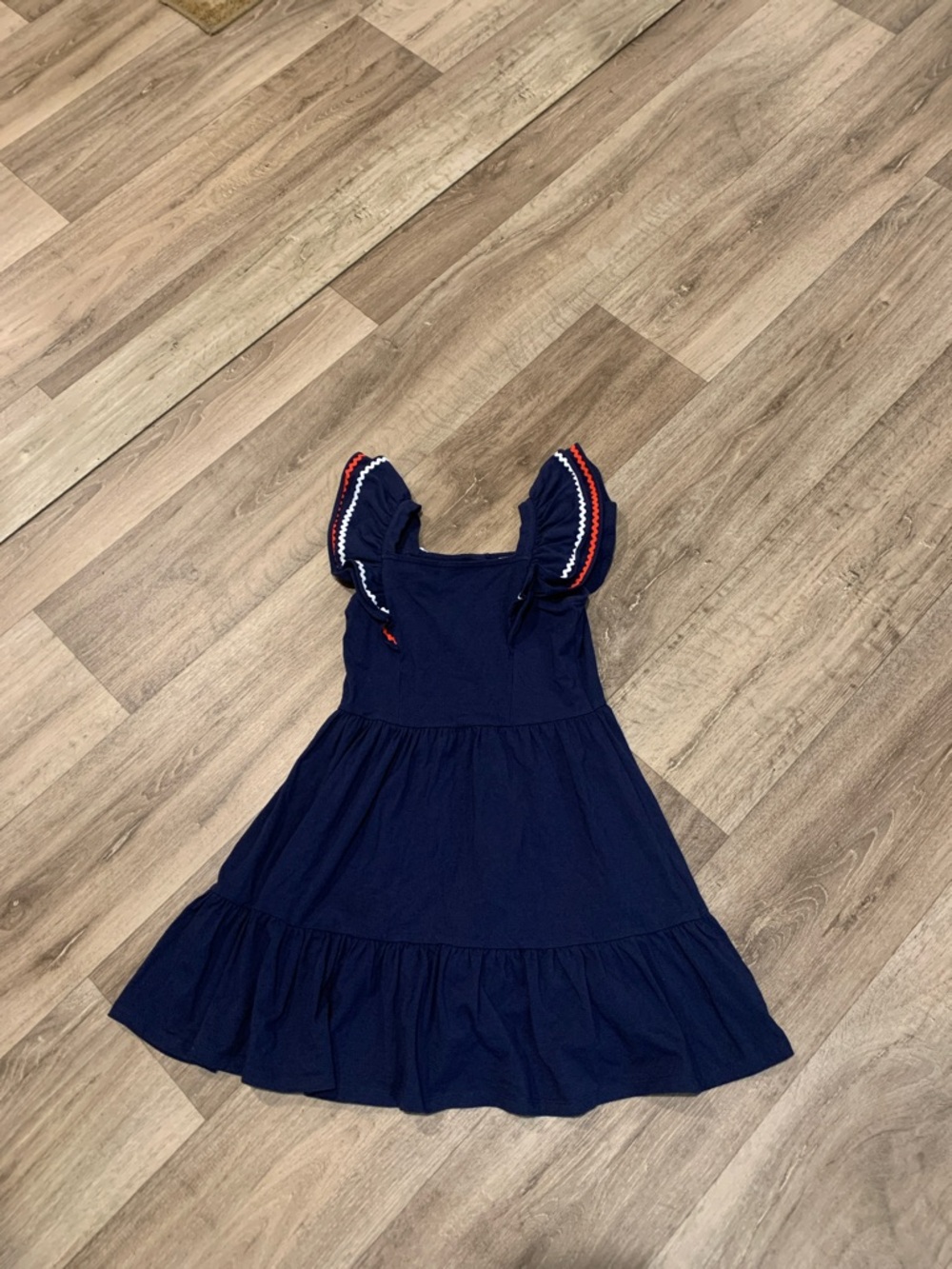 Janie and Jack Navy Ruffle Sleeve Merchant & Marine Dress with Red & White Trim